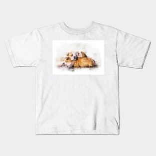 Sleeping Bulldog puppies watercolor Kids T-Shirt